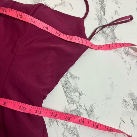 La Femme 30436 Scoop Neck High Slit Gown berry sz 2 - Picture 7 of 9